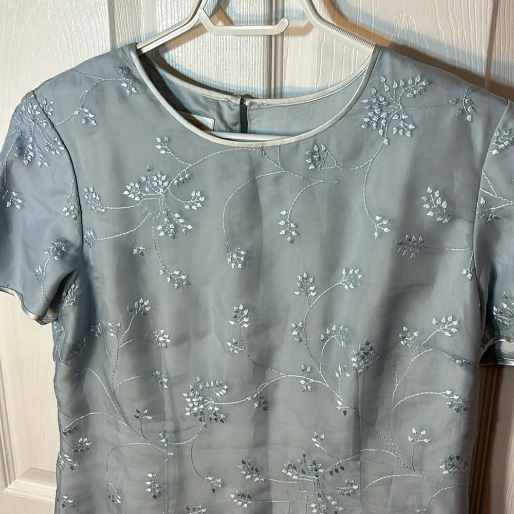 Talbots silk baby blue dress Size 10 vintage - Picture 3 of 9